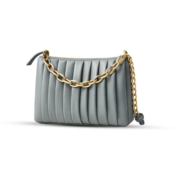 Grey Luxe Gold Chain Handbag