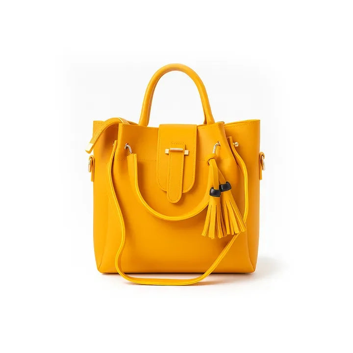3Pcs Mustard Handbag Set Tote, Crossbody & Wallet - Hello-Ladies