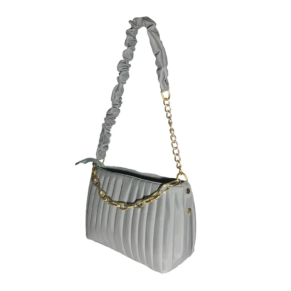 Grey Luxe Gold Chain Handbag - Hello-Ladies