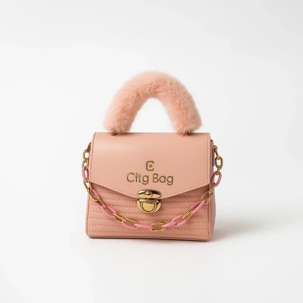 Girls Crossbody Bag With Fur Handle - Hello-Ladies