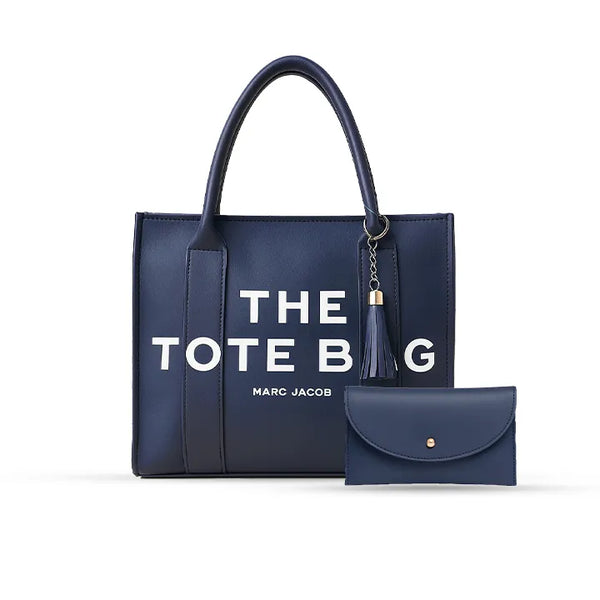 Navy Tote Bag With Wallet Set For Office & Uni