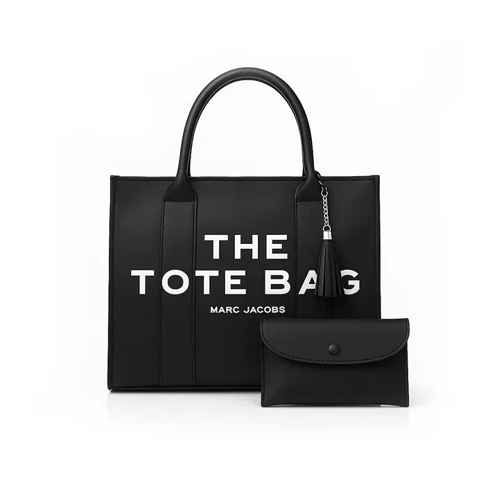 Black Tote Bag With Wallet Set For Office & Uni - Hello-Ladies